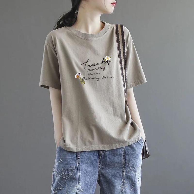 Short Sleeved T-shirt Summer Chubby Mm Oversized Printed Loose Fitting Women's T-shirt Korean Version