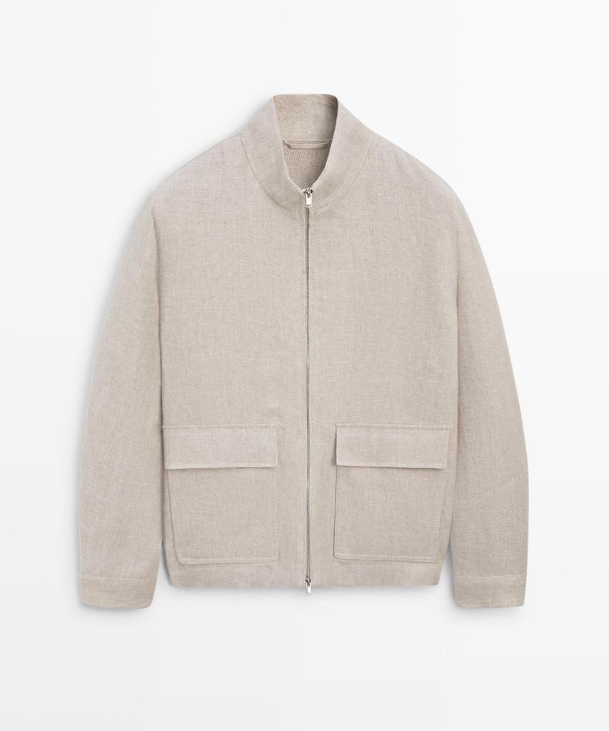 Massimo Dutti 100% Linen Total Look Pocket Jacket