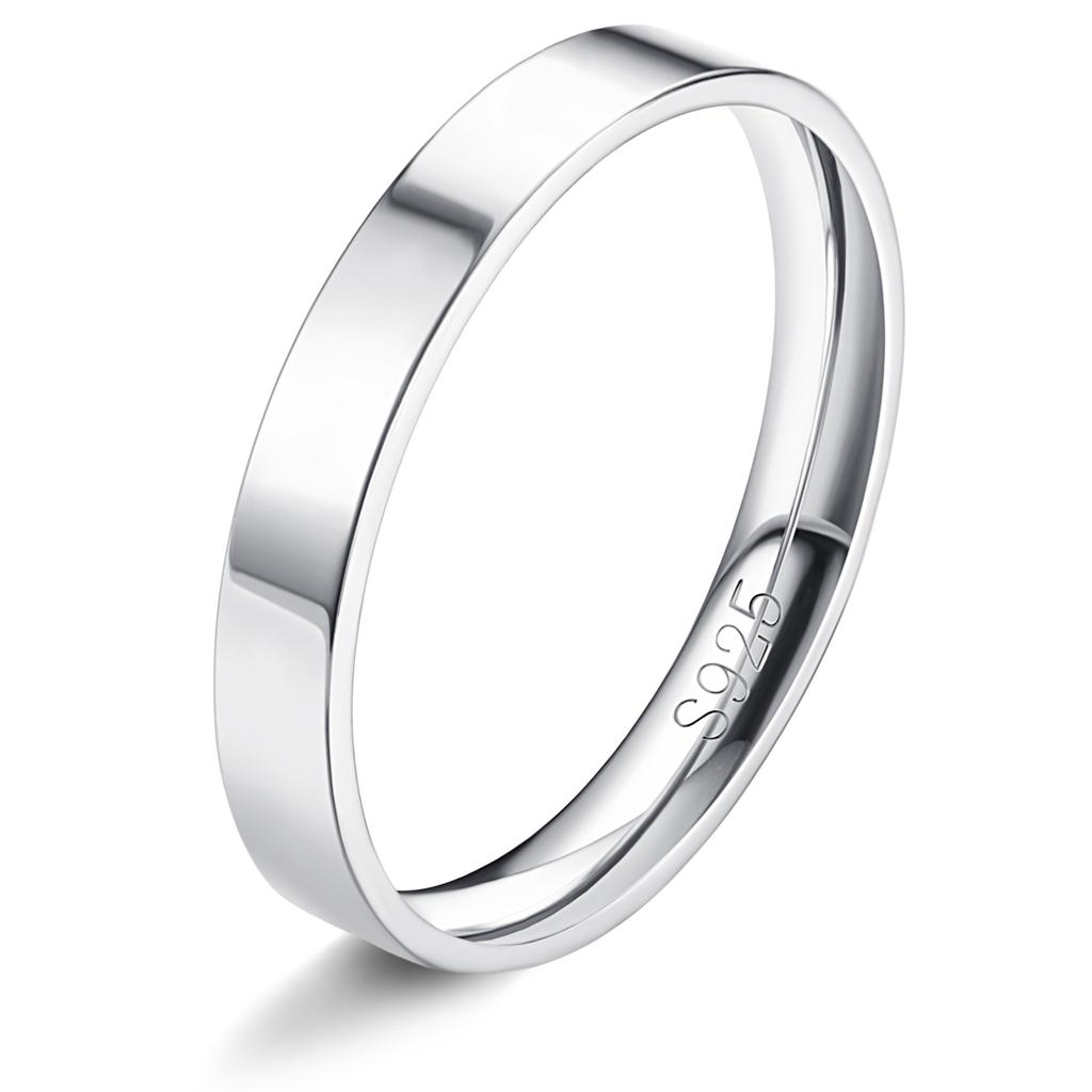 Кольца Fansilver из стерлингового серебра S925 для женщин и мужчин, с покрытием белым золотом 18 карат, штабелируемые, акцентные, тонкие, простые, кольца на большой палец, обручальные кольца