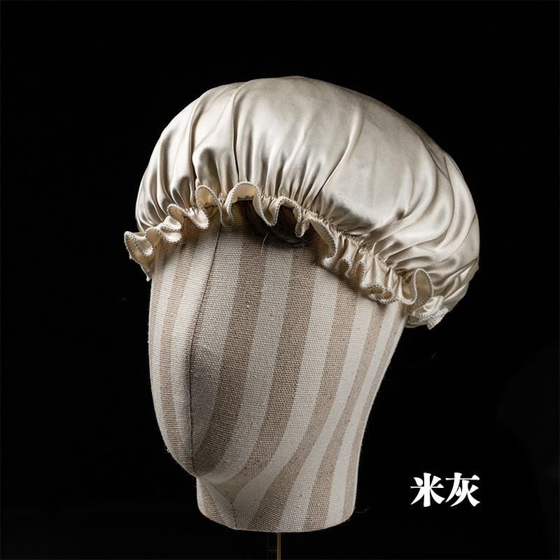 19mm Heavyweight 100% Pure Silk Sleep Cap With Ruffled Trim Hair Protection Nightwear