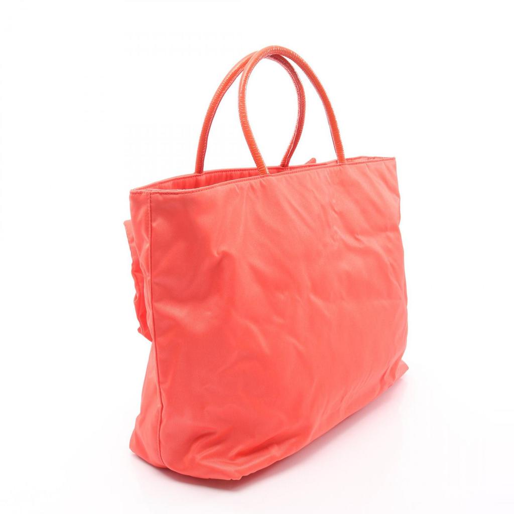 Used PRADA TESSUTO Tote Bag BR3854 Nylon Patent leather Orange Used Women