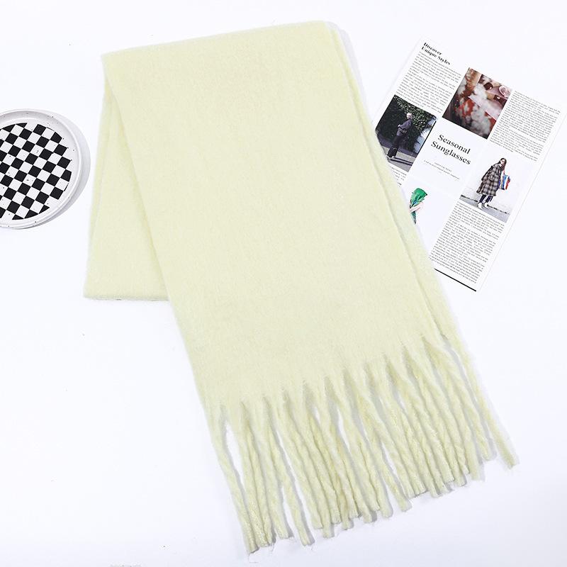 Imitation Cashmere Scarf for Women Winter Warm Thickening New Solid Color Scarf for Men Thick Tassel Woolen Scarf