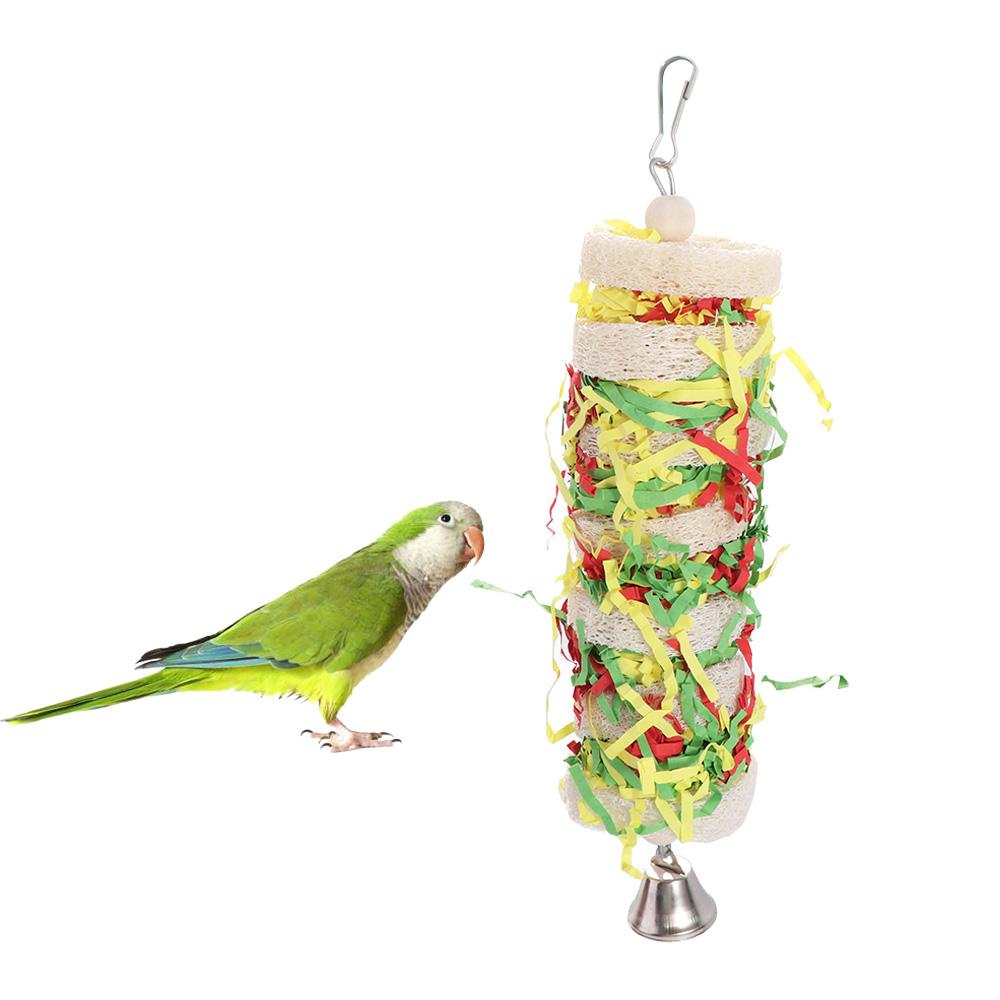 Loofah Hanging Funny Bird Toys Handmade Natural Parrot Toys Swing Wear-resistant Pet Chew Toys Climb Playing Pendant