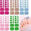 10Pcs Waterproof Toe Nail Stickers for Women Girls Reusable Self Stick Polish Strips with Nail File Manicure Kit Solid Color Long Lasting Nail Art Acc