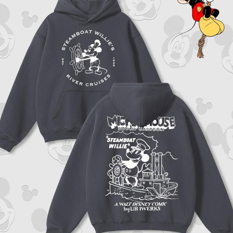 Мультяшный принт Дисней Осенне-зимний худи с капюшоном, с круглым вырезом, с длинными рукавами, свободного повседневного стиля, подходит для мужчин и женщин