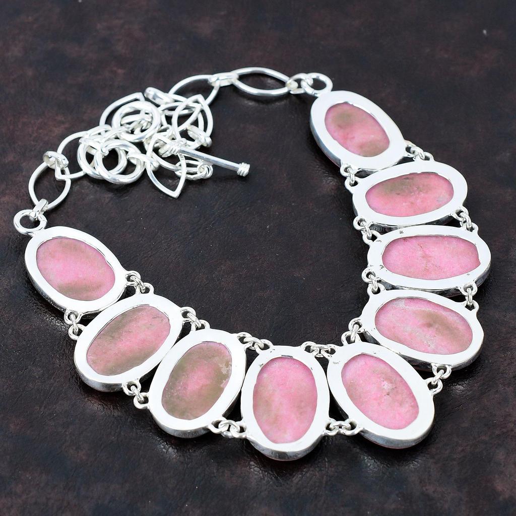 Ожерелье из тулита, ожерелье из стерлингового серебра 925 пробы, регулируемое ожерелье-цепочка, ожерелье ручной работы, серебряные украшения, ожерелье из драгоценных камней, подарок на годовщину