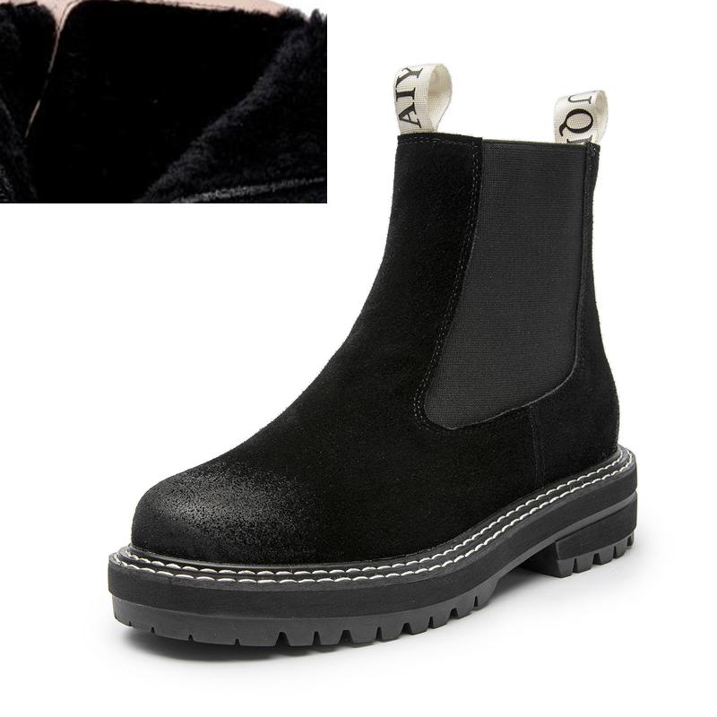 Женские ботинки из замши из натуральной кожи, модные женские ботинки челси в британском стиле, большого размера, подходят для весны, осени и зимы, женские ботильоны