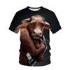 Summer Short Sleeved T-shirt for Men 3D Digital Printed Animal Monkey Round Neck Loose Men Fat Half Sleeve Bottom Shirt Summer