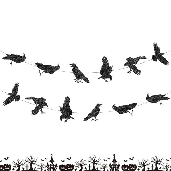 Black Crow Raven Halloween Decoration Festive Atmosphere Enhancer Party Banner Home Party Festival Decor