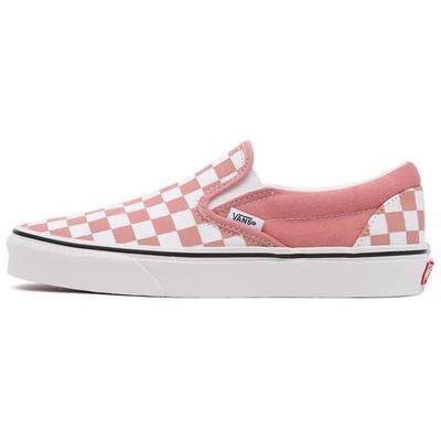 Низкие слипоны для скейтборда Розовая и белая клетка Женские кроссовки VN000XG8B01