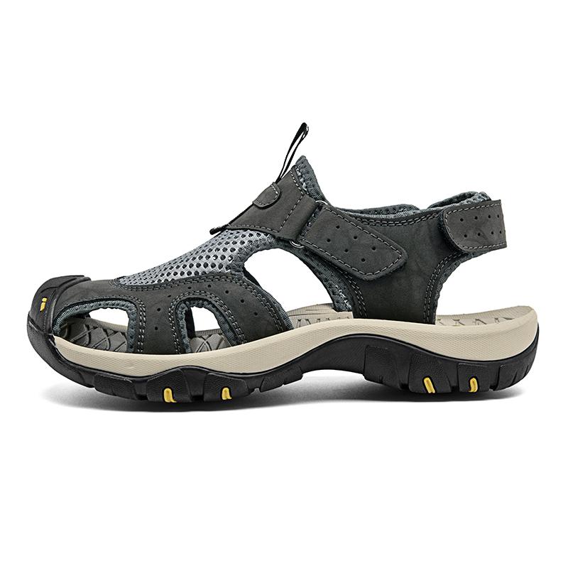 38-48 Летние мужские кожаные сандалии большого размера Мужские модные повседневные нескользящие пляжные сандалии для отдыха на открытом воздухе