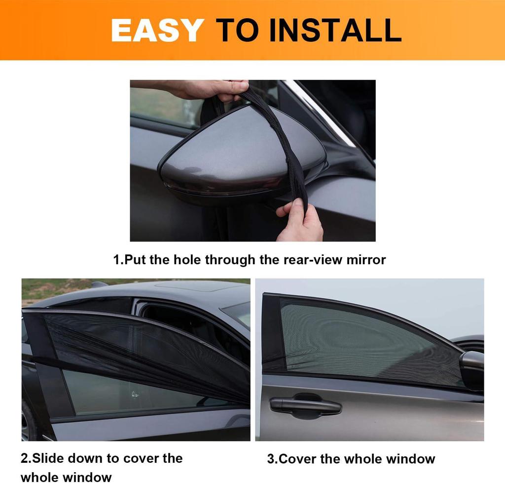 Универсальная выдвижная шторка-солнцезащитный козырек на автомобильное окно - Эластичная сетка для кемпинга и многого другого