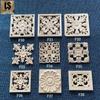 European Style Rubberwood Relief Carved Square Applique: Solid Wood Flower Design for Door, Table, and Cabinet Decor.