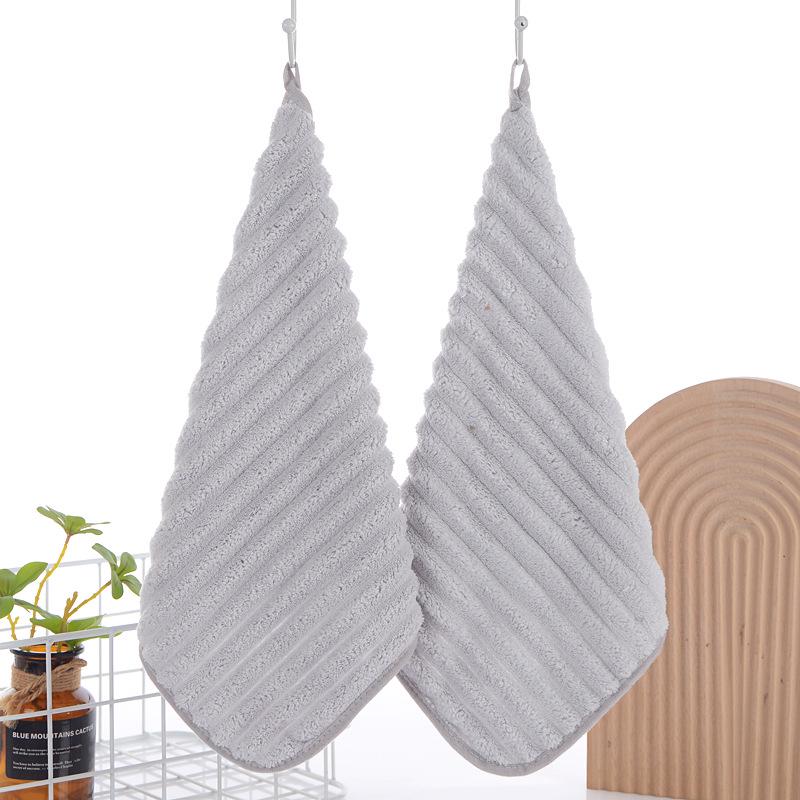 Candy Stripe Coral Fleece Quick-Dry Towel - Soft, Absorbent, Lint-Free, Hanging Hand Towel for Kitchen & Bathroom