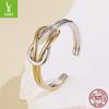 S925 Sterling Silver Color Separation Metal Texture Interwoven Opening Ring Cold High Sense Fashion Ring