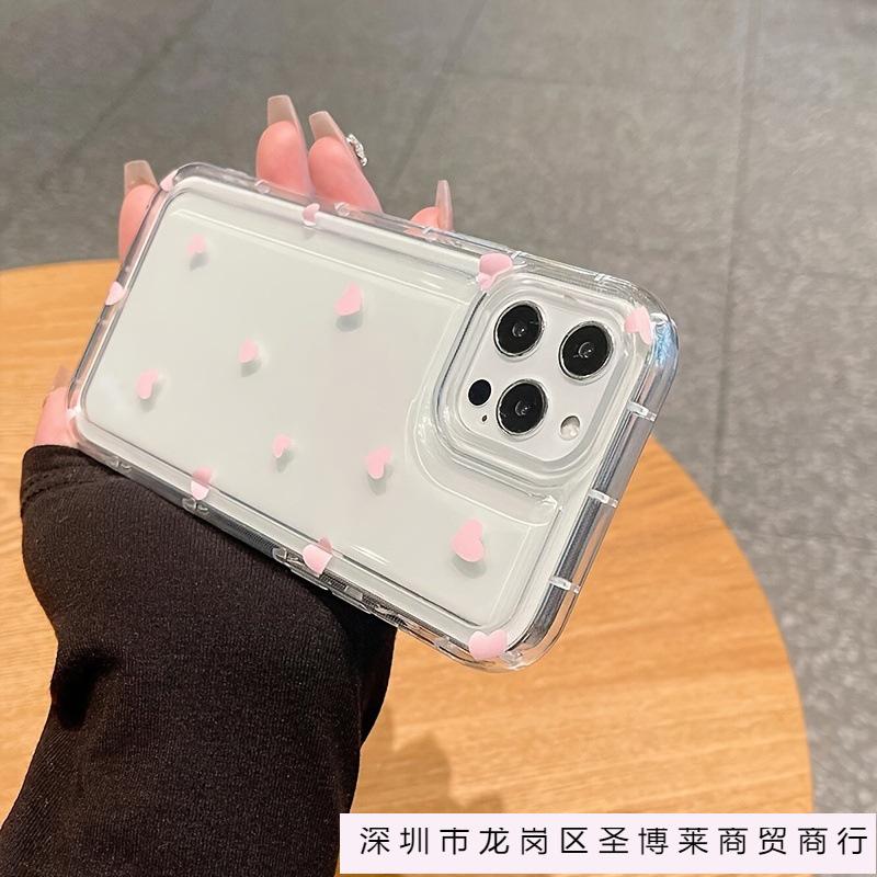 Чехол на весь экран для iPhone 15, розовый, с маленьким яблоком любви, для iPhone 14 Pro Max, мягкий силикон, 13/12/11, всесторонний, противоударный