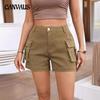 Летние женские модные повседневные рабочие шорты Spice Stretch с высокой талией и карманами