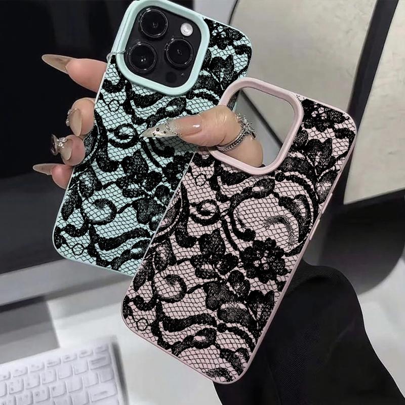 Сексуальный чехол для телефона с кружевным узором для iPhone 17 17Air 16 15 14 Plus 13 12 11 17 Pro Max 16 Plus Силиконовый бампер Чехол Funda