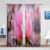 Pink Magnolia Spring Flowers Sheer Curtains for Living Room Bedroom Kitchen Hotel Decoration Chiffon Tulle Voile Window Curtain