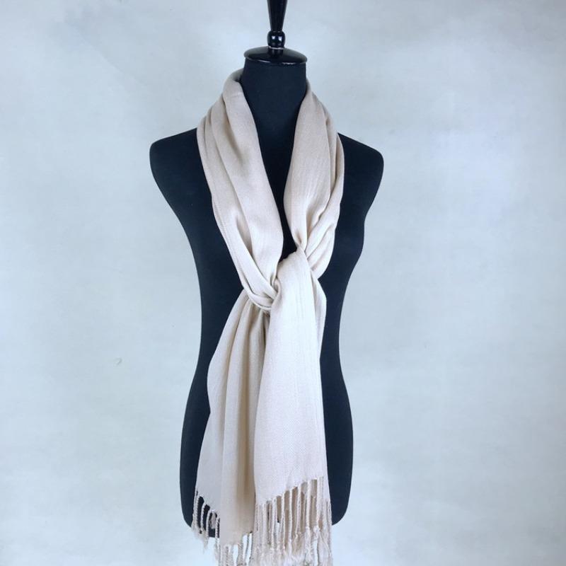 Big Red Club Gift Print OO Embroidery Solid Color Twill Cotton Shawl Scarf Extra Long High Sense