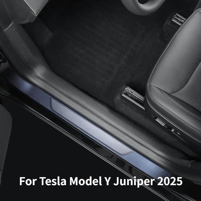 4/5 шт. для Tesla Новый ModelY Juniper 2025 TPE Передние Задние Накладки на Порог Двери Пороговая Планка Защитная Панель от Задевания Ногой Водонепроницаемая Накладка