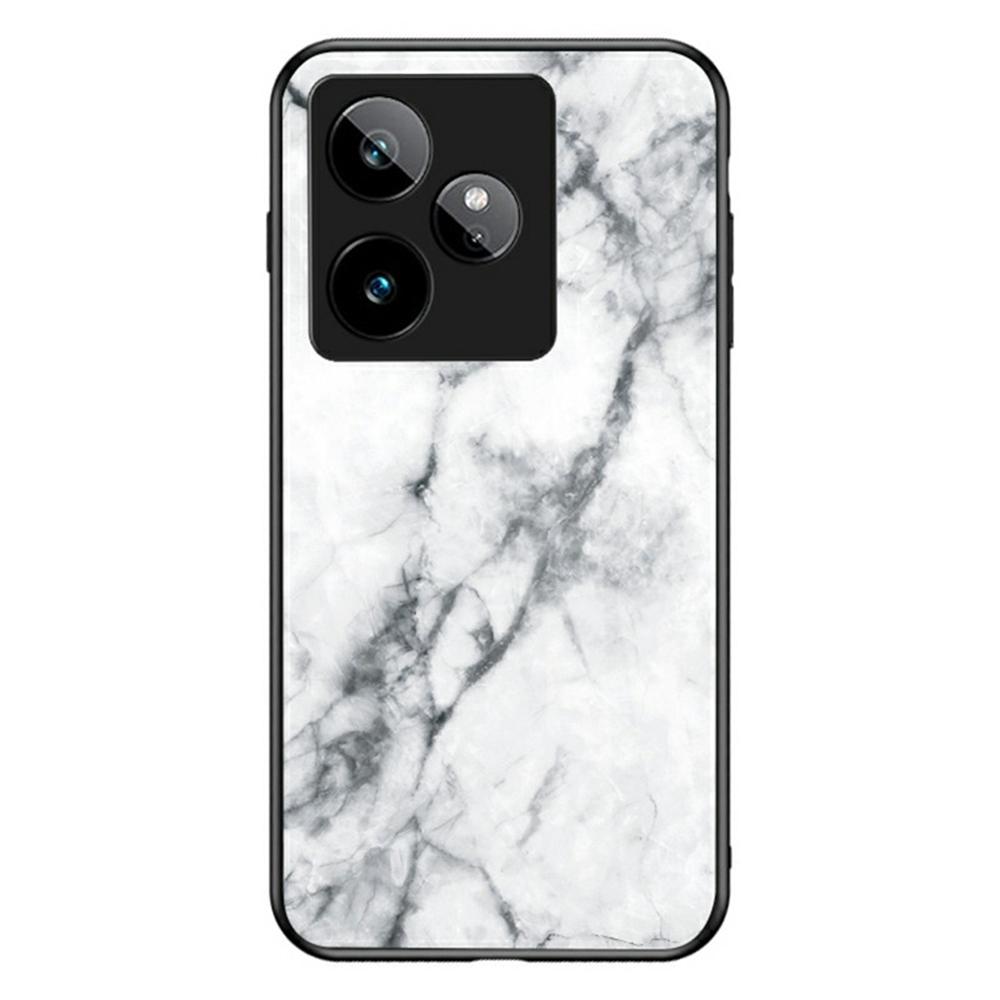 For Realme GT 7 5G Case Marble Pattern Tempered Glass+PC+TPU Protective Phone Cover