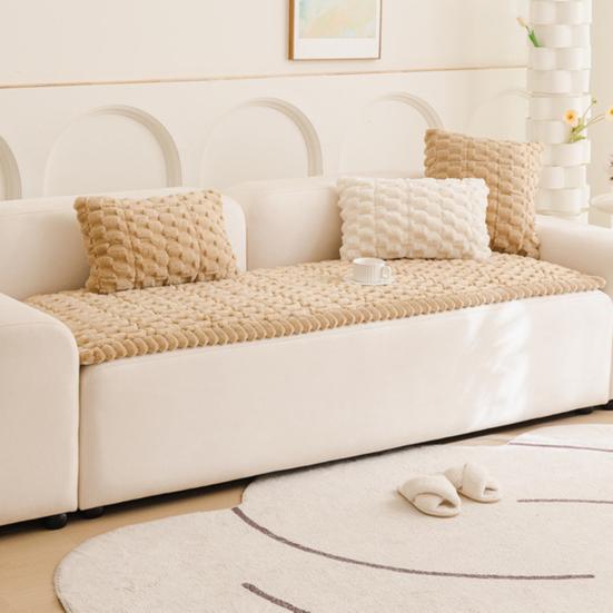 Thick Plush Couch Cover Fuzzy Pet Couch Cover Winter Non Slip Warm Sofa Slipcover Couch Protector for Multiple Cushions