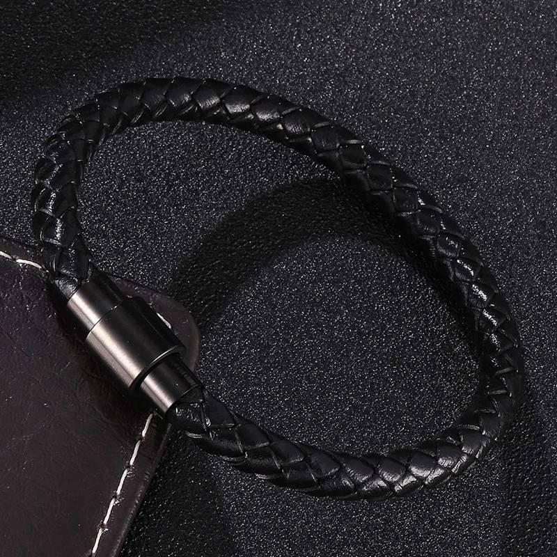 Модный браслет из натуральной плетеной кожи, мужской браслет для женщин, ювелирные изделия, кожаный браслет с застежками
