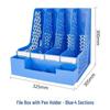 Desktop Vertical Plastic File Holder & Bookend - 4-Section Organizer for Office Supplies