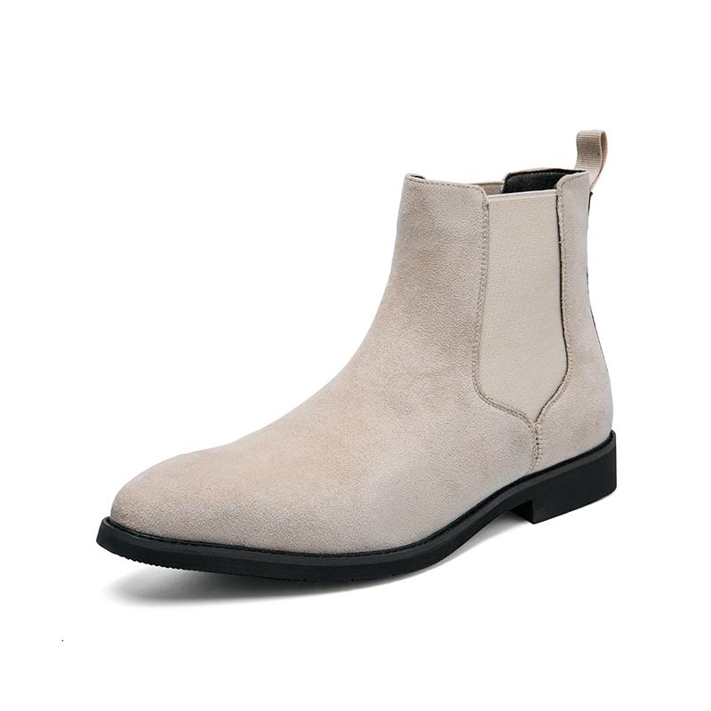 Luxury Brand Men's Formal Boots British Style High Top Suede Leather Ankle Boots for Men Chelsea Boots 2024 Casual Dress Shoes