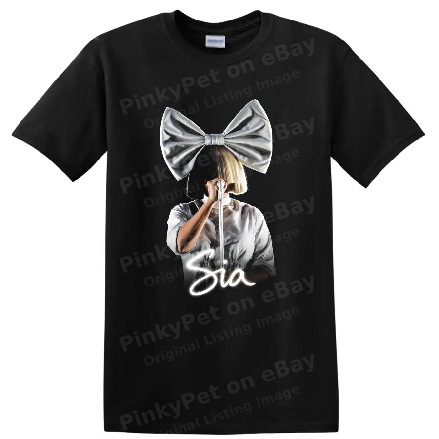 Sia Singer T Shirt Pop Music Bow Microphone Graphic Australian Artist Fan Tee