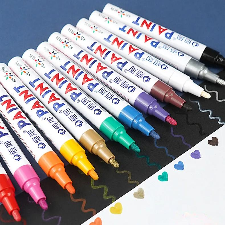 Многофункциональные маркеры с металлическим блеском и фибровой головкой, водостойкие, быстросохнущие, для шинной промышленности, масляные, для ремонта краски, цветные маркеры