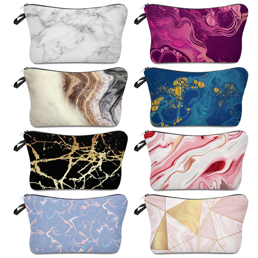 Hot Selling Marble Print Cosmetic Bag Versatile Pillow Bag Rainbow Storage Organizer