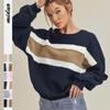 Loose Long Sleeved Contrasting Color Top Hot Selling Design Sense Trendy Style Warm Autumn Winter Hoodie Pullover