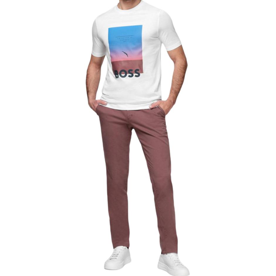 HUGO BOSS T-Shirts Men's White Crew Neck Moderate Straight Fit 50469501-101