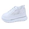 Туфли на танкетке с платформой 8 см, кроссовки, лодочки, белые платформенные туфли с сетчатыми вставками и вырезами, женская обувь zapatos de mujer