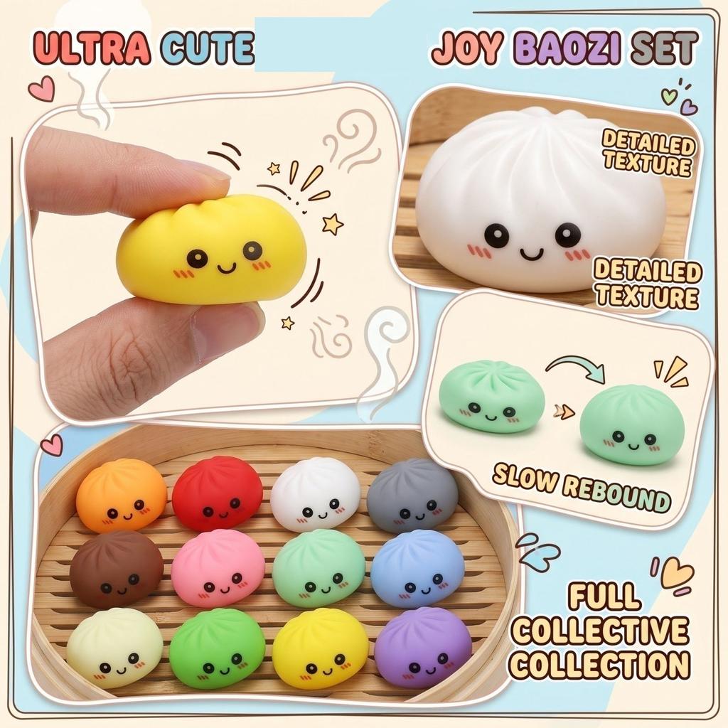 4.53.3cm Baozi Toy Set, Slow Rising Stress Toys for Kids and Adults