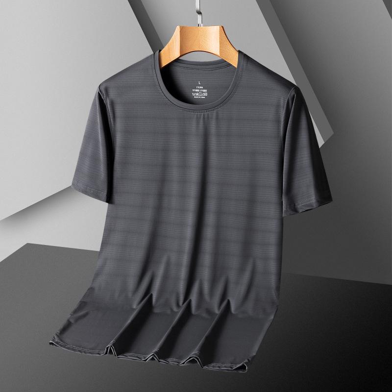Крутая футболка из ледяного шелка с коротким рукавом, мужская футболка с короткими рукавами и фитнес-футболкой больших размеров, топ