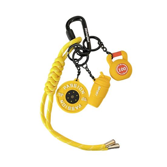 Fitness Keychain Weightlifting Fitness Equipment Charm with Keyring Weight Plate Dumbbell Key Chain Bag Backpack Charm Gift for Gym Enthusiasts