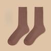 Women's Spring and Autumn Pure Cotton Antibacterial Sweat Absorbing Solid Color Breathable Mid Calf Sports Socks