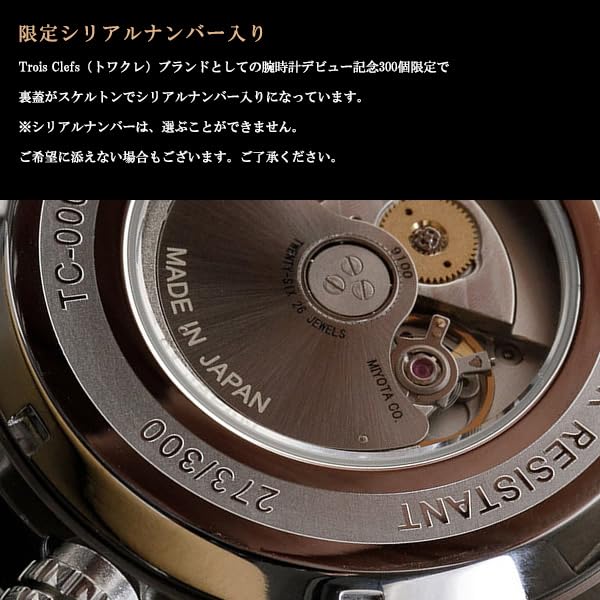 Trois Clefs механический автоматический ручной завод аналоговый японский механизм запас хода календарь нержавеющая сталь ремешок водонепроницаемый 10 АТМ кожа