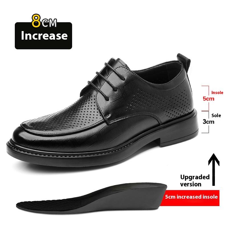 Spring/Summer Men 37-45 Men's Flat/6CM Heightening Elevator Shoes Business Formal Leather Shoes Man British Casual Wedding Suit