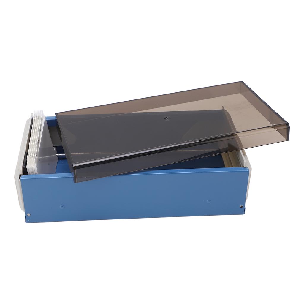 Index Card Holder Blue Extendable End Enlarged Space Transparent Plastic Sliding Design Desk Credit