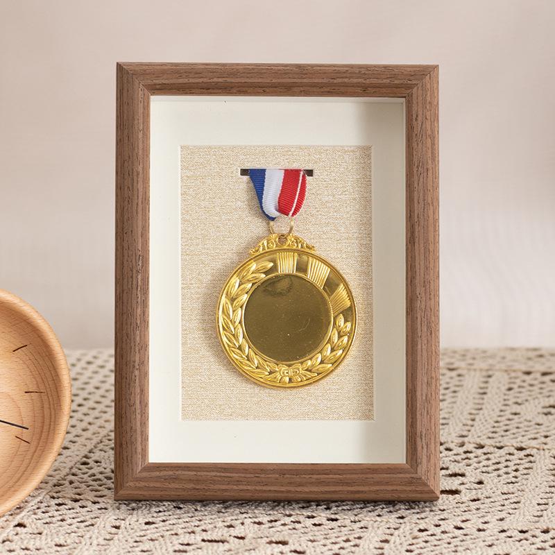 Wooden Medal Frame & Display: Marathon Tag Holder and Decorative Picture Frame