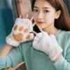 Plush Cat Paw Women's Gloves Winter Warm Half-finger Gloves Cute Neck Cartoon Student Plush Thickened Gloves