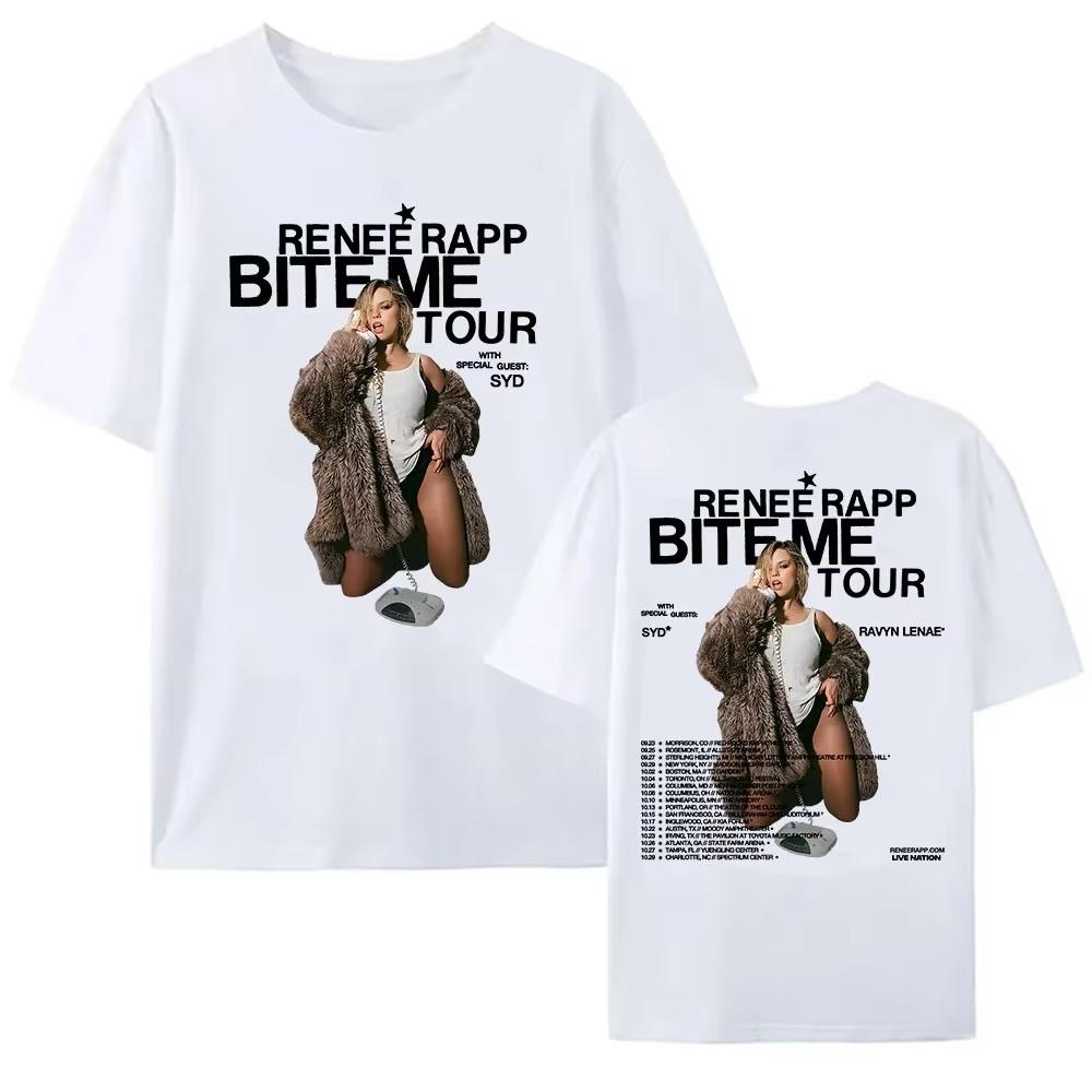 Reneé Rapp Bite Me Tour 2025 T-shirt Summer Short Sleeve Men Tshirts Singer Graphic Printing T Shirt O-neck Fashion Women Tee