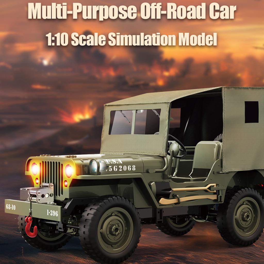 Remote Control Car, 2.4Ghz 4WD Off Road Rock Crawler Vehicle with Lights Canvas Cover, 1:10 All