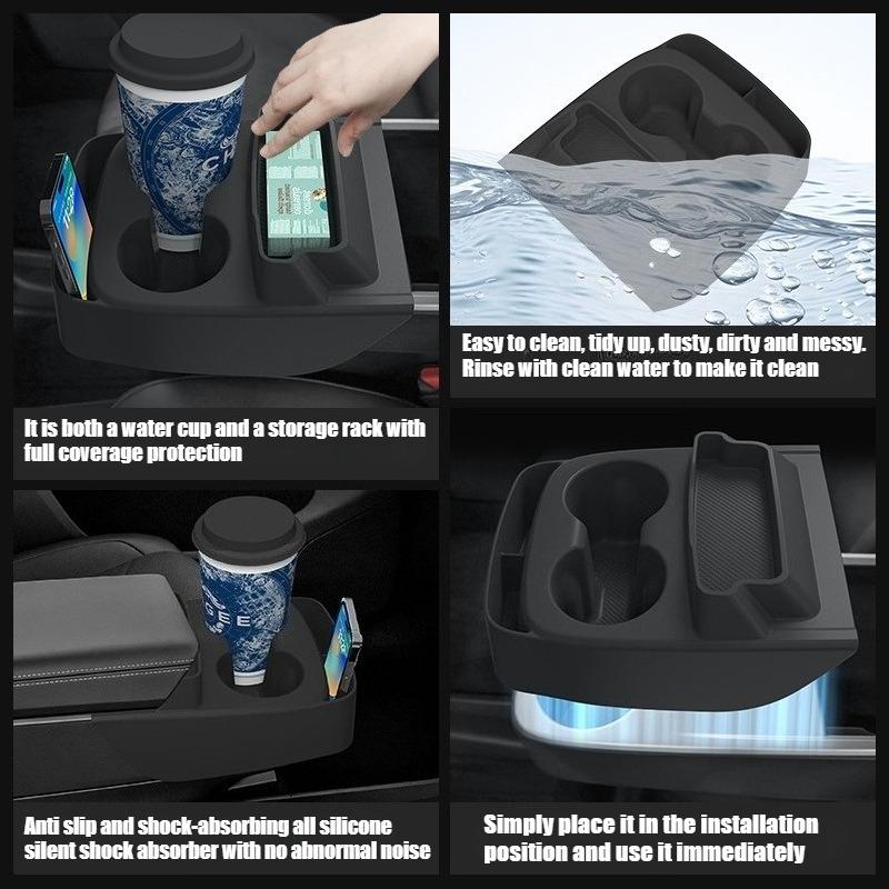 For Tesla Model Y Standard 2025 Silicone Central Control Cup Holder Storage Box Accessories Multifunctional Car Auto Accessories