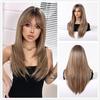Blonde Layered Synthetic Wigs with Bangs Long Straight Wig for Women Girls Soft Natural Daily Hair Heat Resistant Wig
