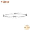 Tancise Women Moissanite Zircon 925 Sterling Silver Jewelry Geometric Bead Chain Link Bracelet  Fashion Fine Wedding Gift for Girlfriend